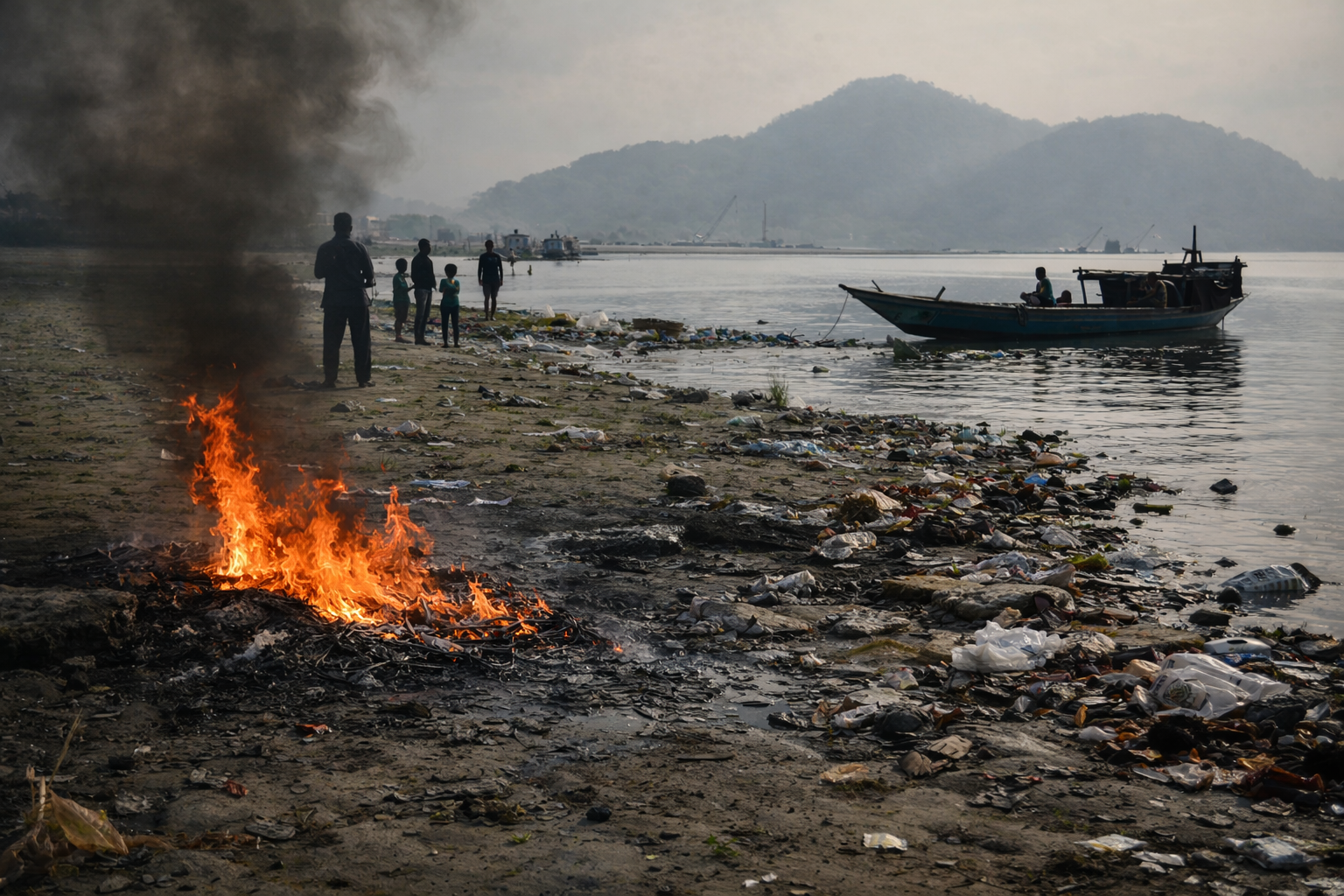 Water pollution from waste