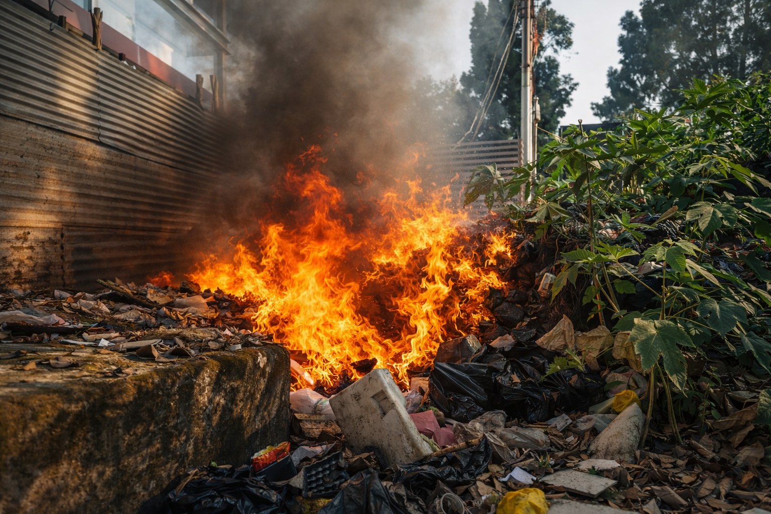 Air pollution from landfill fires